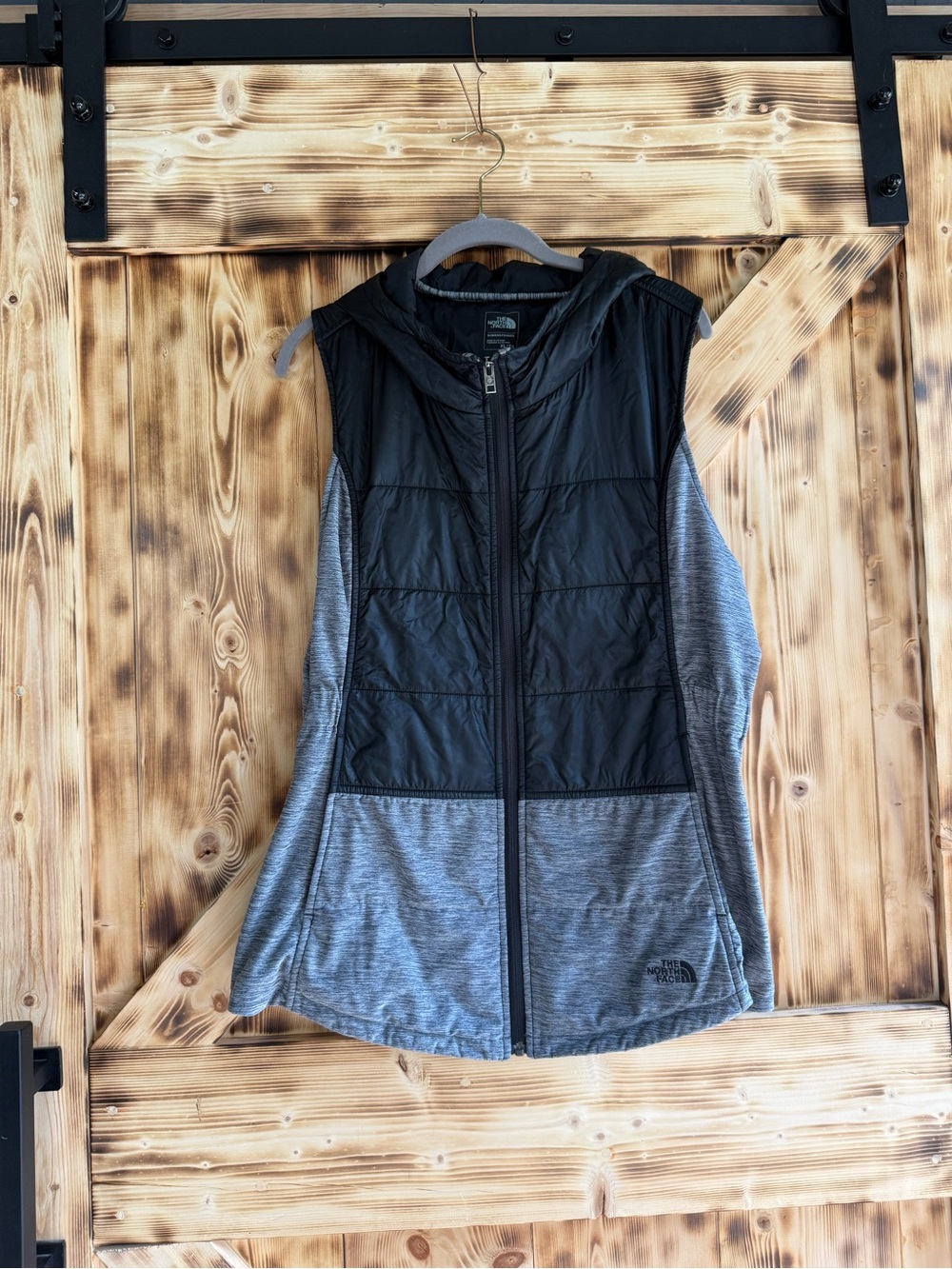The North Face Women's Black & Gray Hooded Quilted Vest
